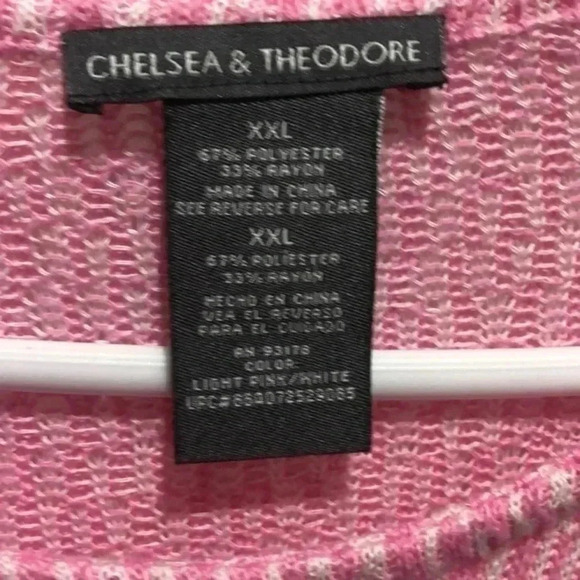 Chelsea & Theodore XXL pink and white lightweight knit sweater - Picture 2 of 6